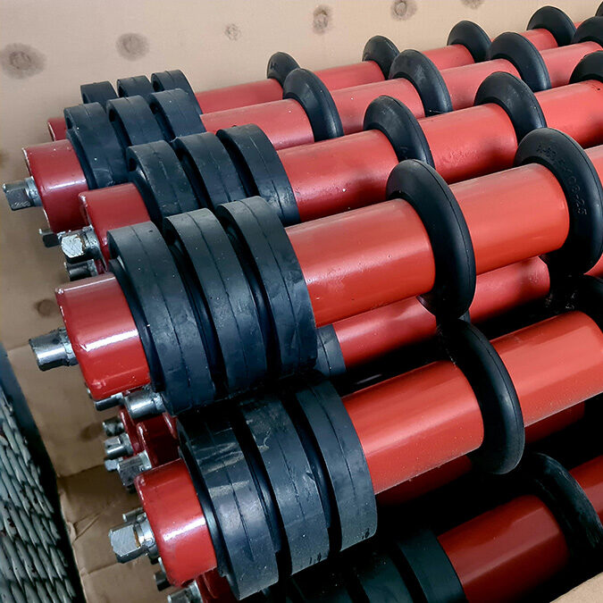 Förderbandrolle Unterrolle, Stützringrolle, Pufferrolle Standard Durchmesser Ø 63,5 mm - 133 mm, Gurtbreite 400 mm - 1400 mm